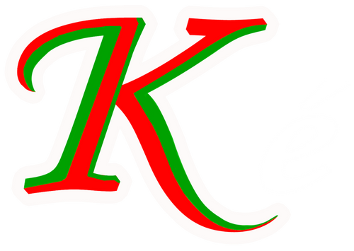 Logo sudaderas ETNIKE. Una K mayuscula en colores Rojo, verde y blanco y una é blanca